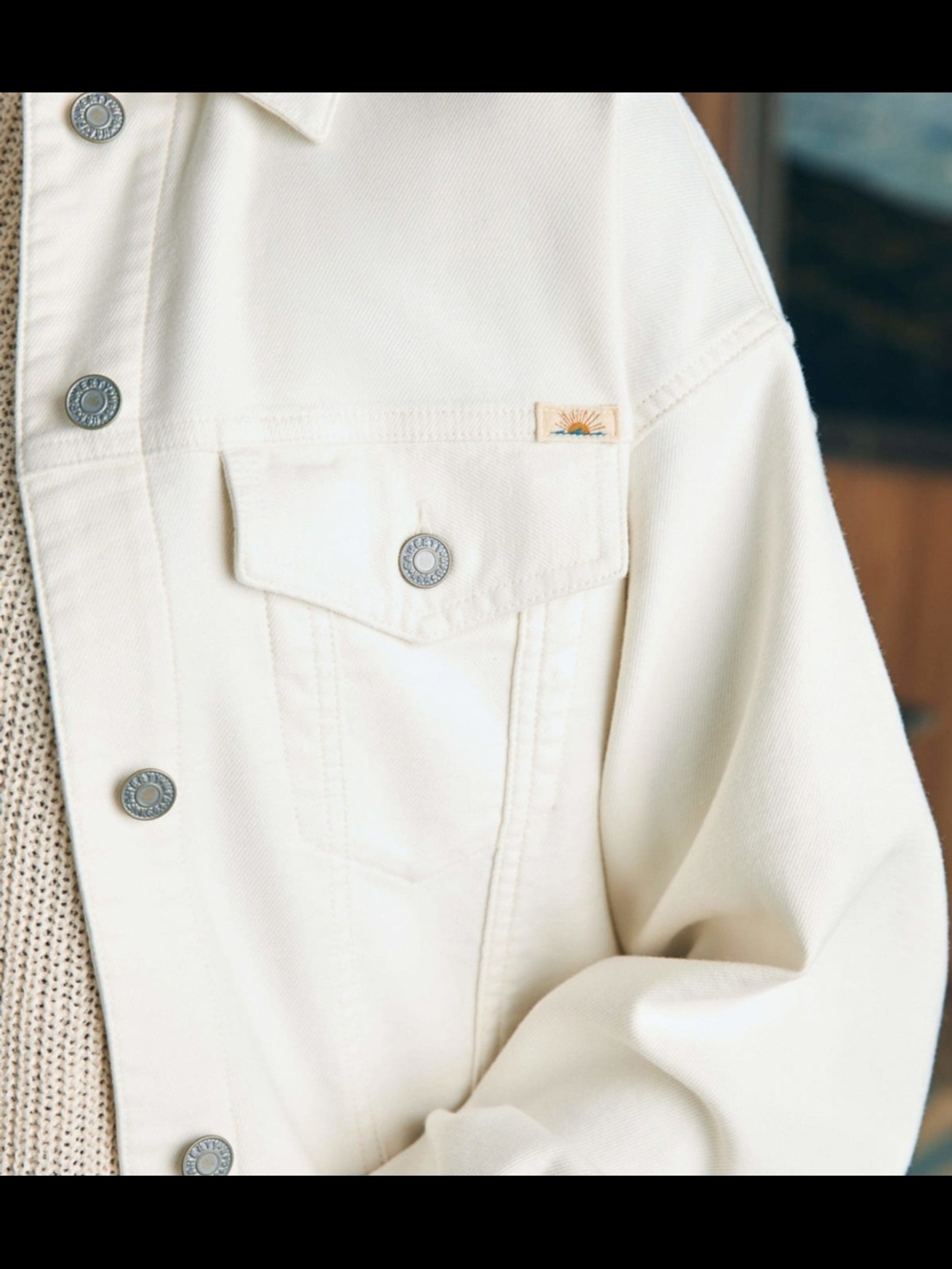 Faherty Off-White Button-Front Jean Jacket - Picture 9 of 9